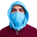Person Wearing Cool Capi CapiShield UPF 50 Breathable Unisex Head Cover Sun Protection in Blue -  Front View Man Face