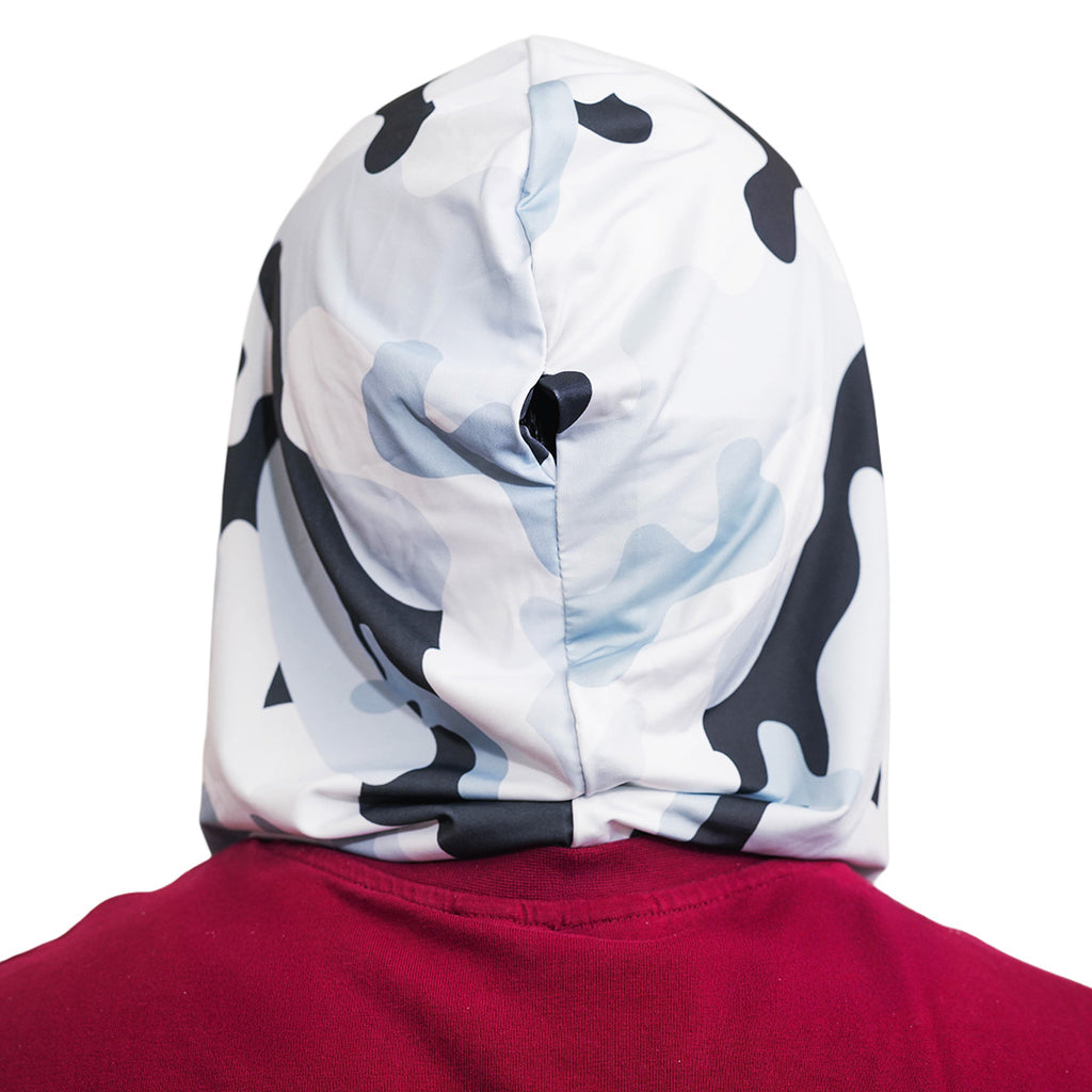 Person Wearing Cool Capi CapiShield  UPF 50 Breathable Unisex Head Cover Sun Protection in Gray Camo -  Back View