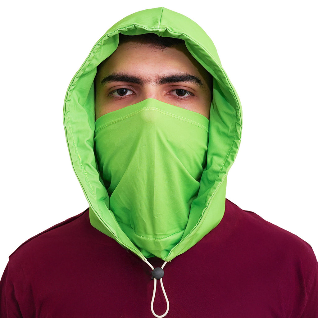 Person Wearing Cool Capi CapiShield UPF 50 Breathable Unisex Head Cover Sun Protection in Green -  Front View Man Face
